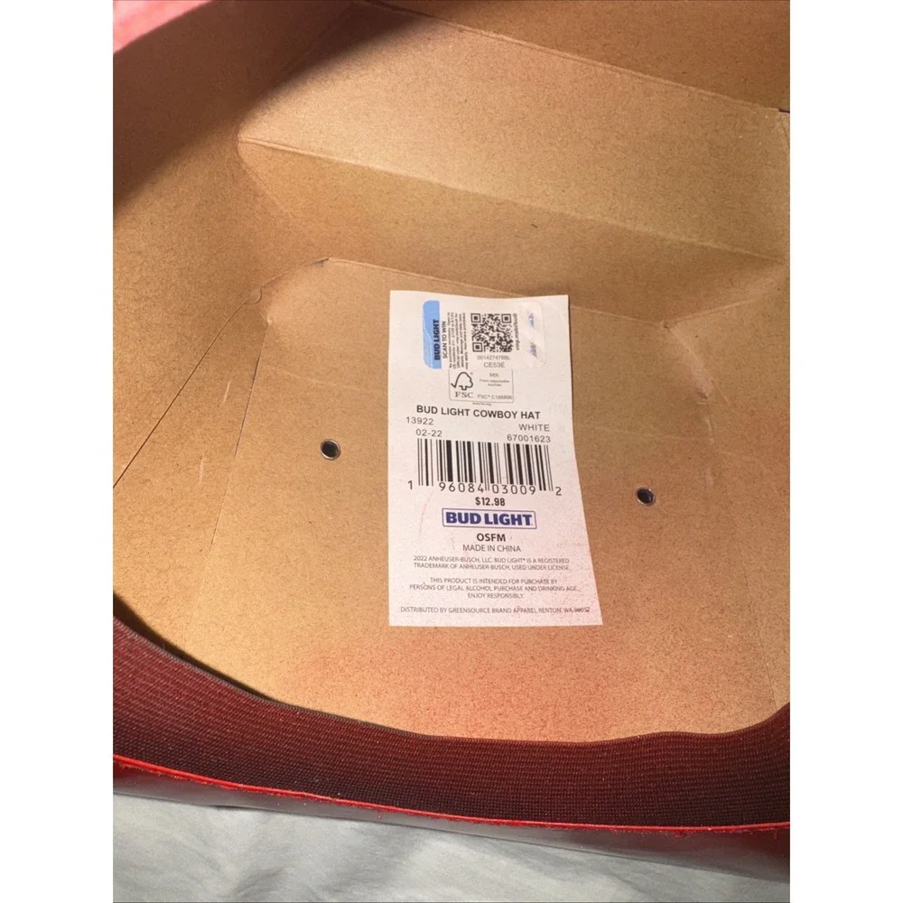 Bud‎ Light Cowboy Hat Beer Box Cardboard Spray Paint Red And Blue